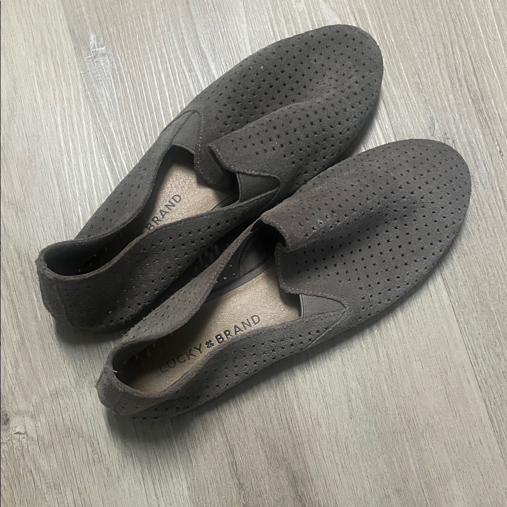 Lucky Brand Women’s Perforated Slip-On Loafers - Charcoal Gray